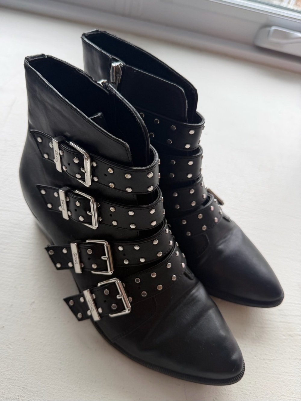 Circus by Sam Edelman Black Studded Strap Ankle Boots - Women's